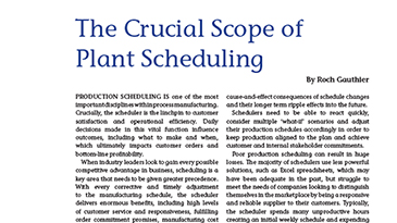 The Crucial Scope of Plant Scheduling (Commodities Now - May 2016)